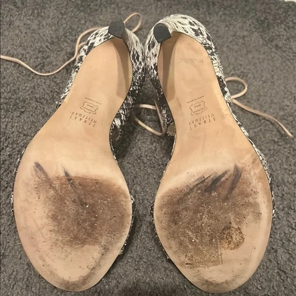 Stuart Weitzman Snakeskin Lace-Up Heels - Size 9 1/2 M - Picture 7 of 14